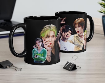 Ateez Yeosang Collage Black Mug, Ateez Members Kpop Mug, Ateez Tour 2025 Merch, Gift Ideas for Atiny, Birthday Gift & Fan Merch (11oz, 15oz)