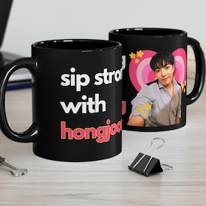 Ateez Hongjoong Selfie Black Mug, Ateez Members Y2k Kpop Mug, Ateez 2025 Tour Merch, Gift Ideas for Atiny, Birthday Gift & Fan Merch