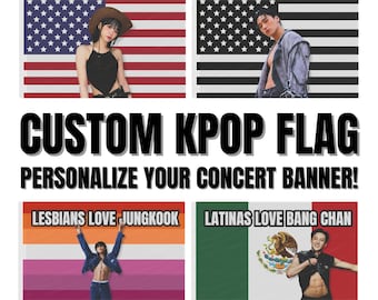 Bandera de Kpop personalizada, pancarta personalizada de la bandera de Idol America, bandera de concierto de Kpop, pancarta personalizada con foto de tu ídolo favorito, merchandising de Kpop hecho por fans, regalo para fans del Kpop