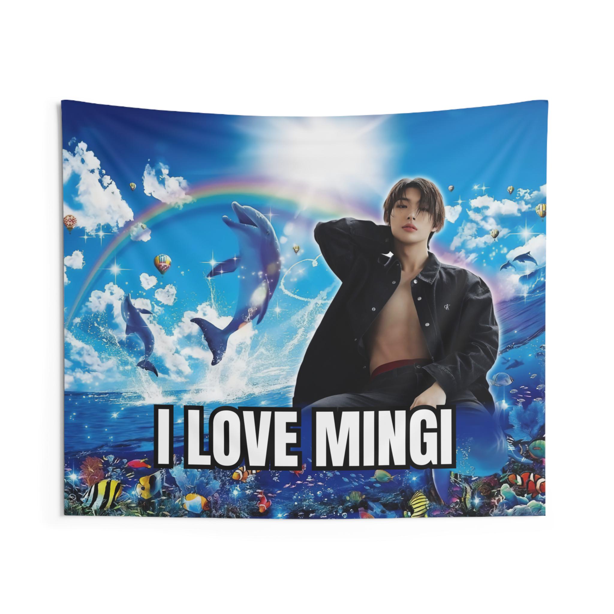 Ateez Mingi Dolphin Meme Concert Banner, Ateez Members Kpop Flag