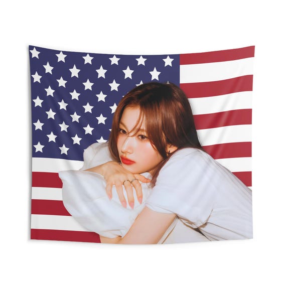 TWICE Sana America Flag Banner, Twice Members Kpop Flag Tapestry