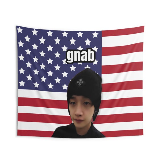 Skz Bang Chan Gnab America Flag Banner, Stray Kids Members Kpop
