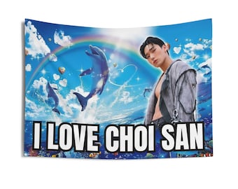 Ateez San Dolphin Meme Koncert Banner, Ateez Członkowie Niestandardowa Flaga Kpop, Ateez Tour 2025 Towary, Pomysł Na Prezent Atiny, Prezent Urodzinowy i Koncert Towary