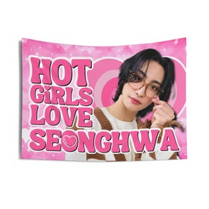 Ateez Seonghwa Hot Girls Concert Banner, Ateez Members Kpop Flag, Ateez Members Merch, Gift Ideas for Atiny, Birthday Gift & Concert Merch