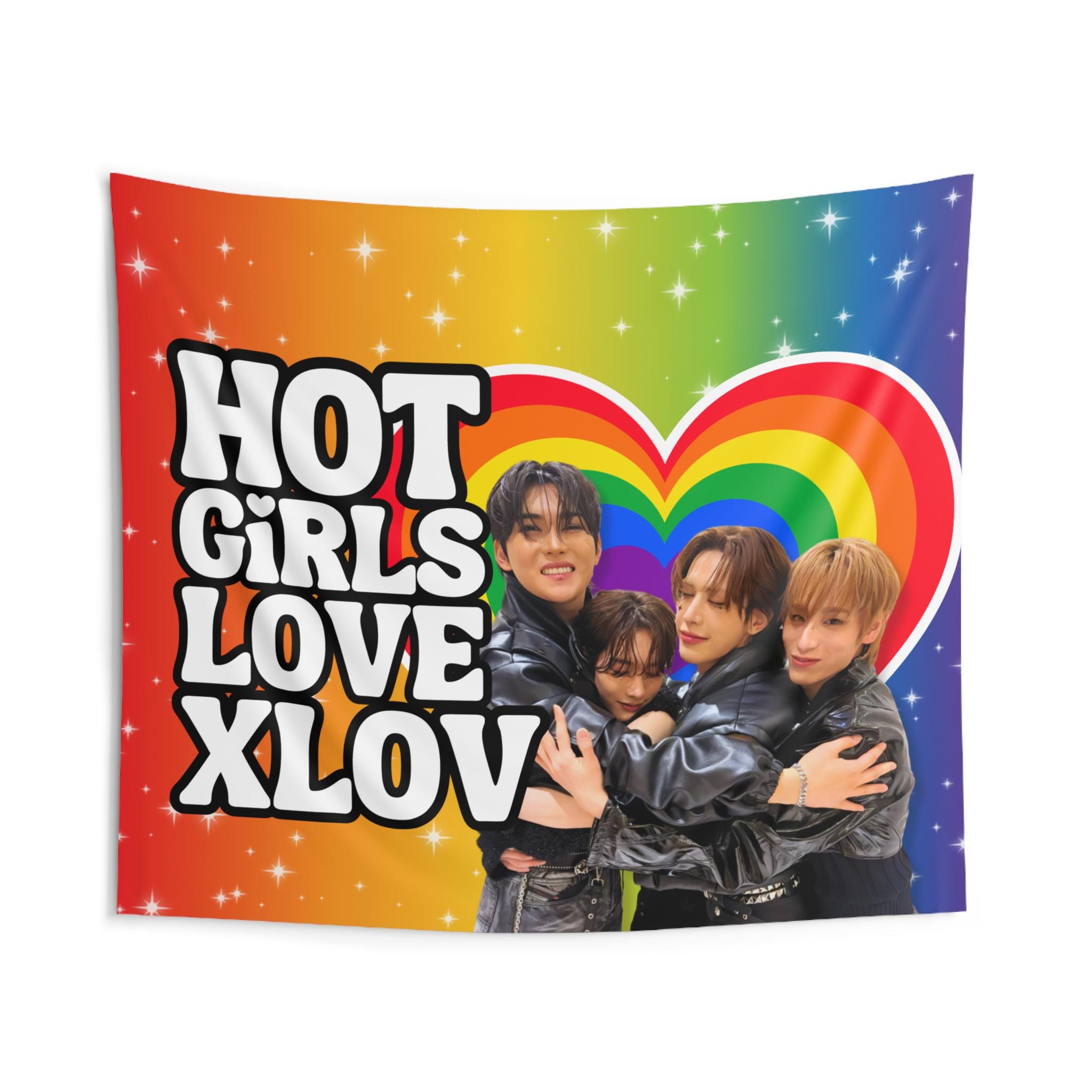 Xlov Members Hug Hot Girls Concert Banner, Xlov Members Kpop Flag