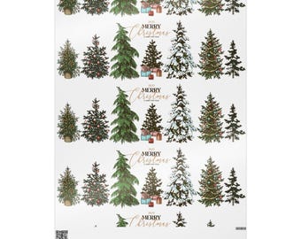 Christmas Wrapping Paper, Holiday Gift Wrap, Festive Tree Patterns, Seasonal Decor, Eco-Friendly Gift Packaging