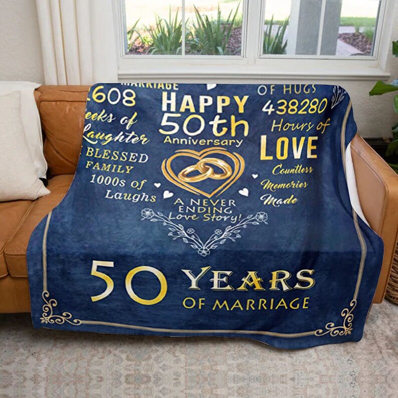 Custom 50th Anniversary Blanket Gifts 50th Golden Wedding Etsy