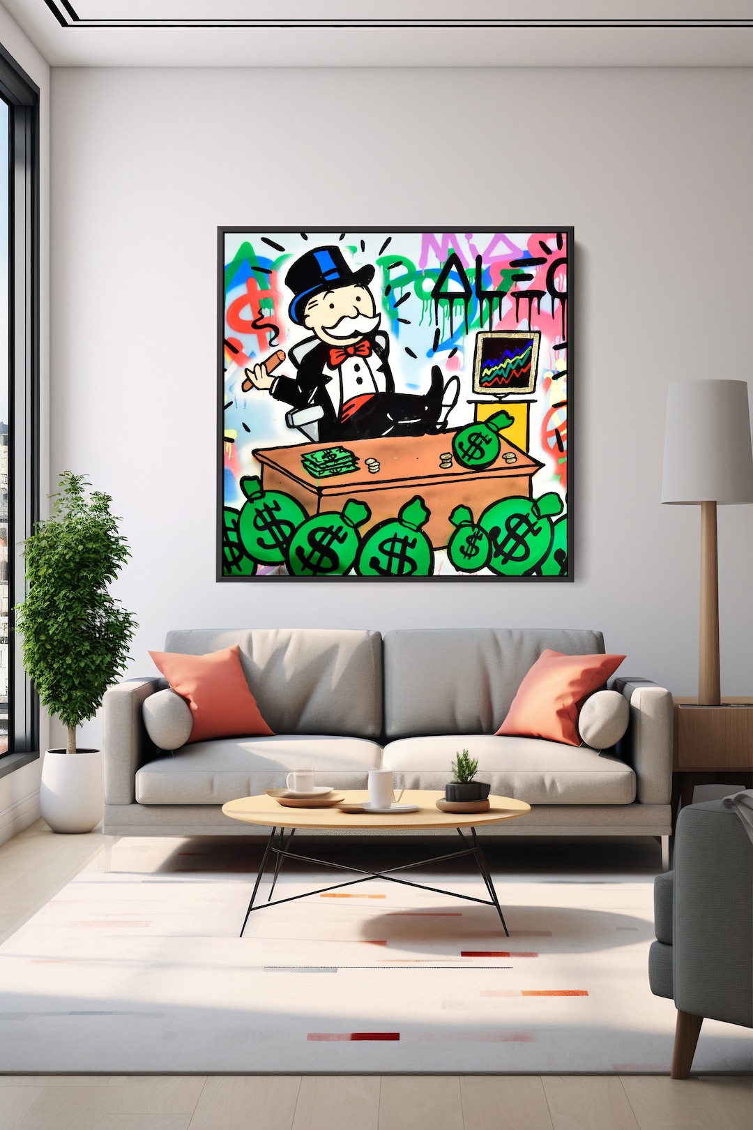 Monopoly Man Pop Art Canvas Wall Art Banksy Style Home Decor - Etsy