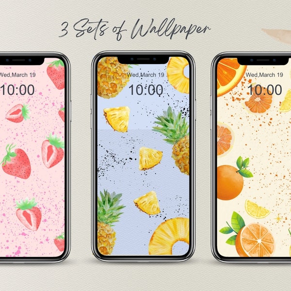 iPhone Wallpaper | Fruit Phone Wallpaper | 3 Sets of Wallpaper |  Digital Wallpaper
