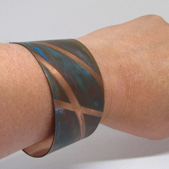 Vintage Boho  Rustic Look Solid Copper Cuff Brace… - image 10