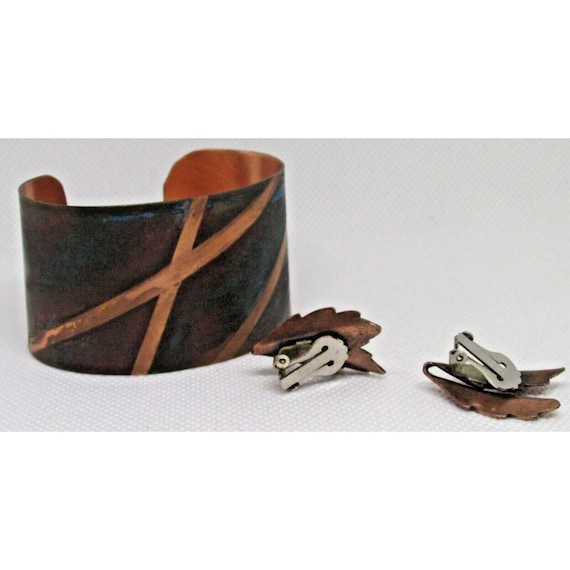 Vintage Boho  Rustic Look Solid Copper Cuff Brace… - image 5