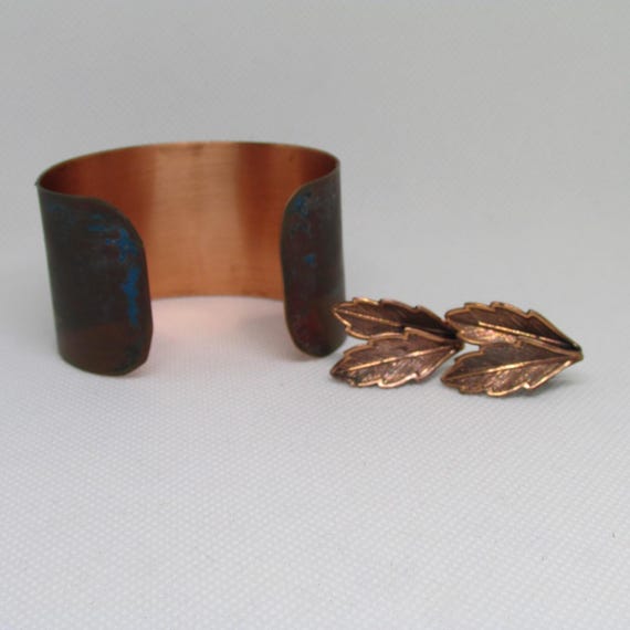 Vintage Boho  Rustic Look Solid Copper Cuff Brace… - image 4