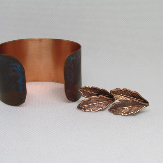 Vintage Boho  Rustic Look Solid Copper Cuff Brace… - image 3
