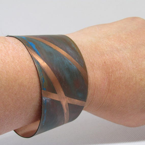 Vintage Boho  Rustic Look Solid Copper Cuff Brace… - image 9