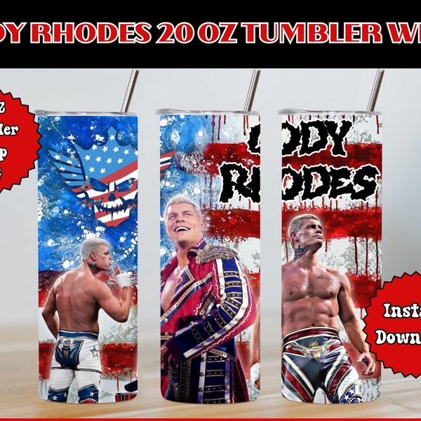 WWE C Rhodes - American Nightmare - 20 oz Tumbler Sublimation Design PNG - Cody - Instant Download