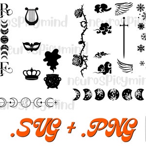 ACOTAR Stencil Spines SVG and PNG File, Printable Digital Files book spines