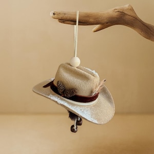 The SILVERADO - Handmade Cowboy Hat Christmas Ornament, Rustic Western Car Charm