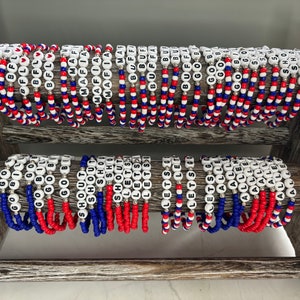 Buffalo Bills themed seed bead bracelets - Customizable