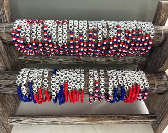 Buffalo Bills themed seed bead bracelets - Customizable