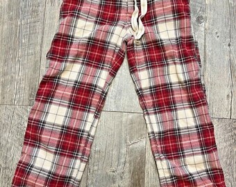 Abercrombie & Fitch Flannel Pants Men Small Red Plaid Buttonfly/Tie Y2K Vintage