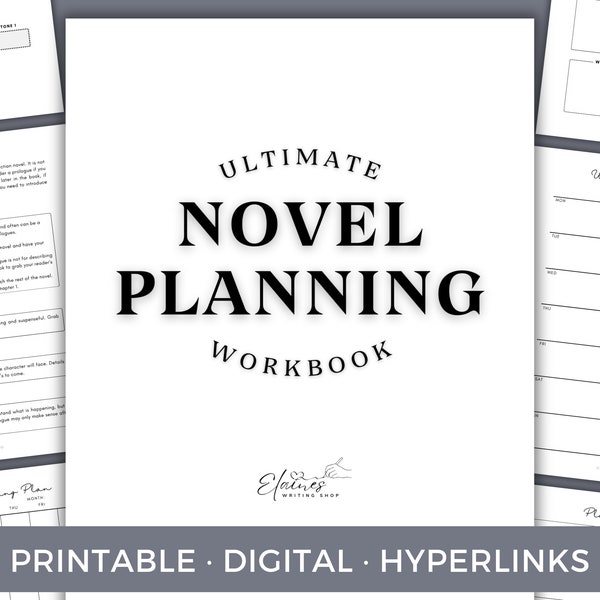 Novel Planning Workbook for Novel Plotting Digital Novel Planner for Novel Writing Planner Worksheets for Novel Writing Guide Printable