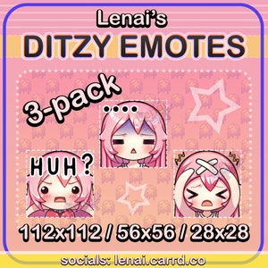 3 Pack Chibi Emotes | Twitch Stream Discord  Emote Pack Set