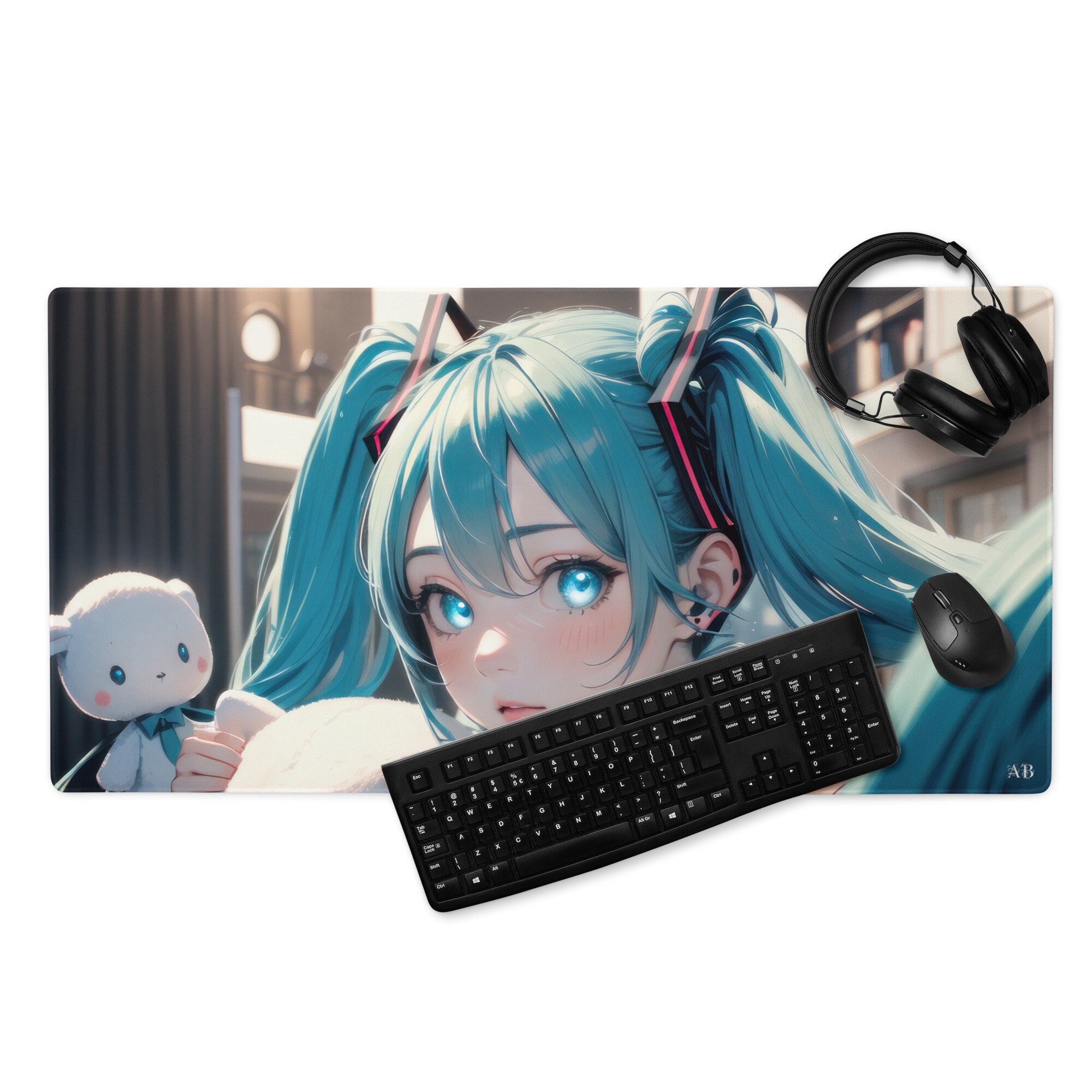 Celestial Pigtails: A blue-haired anime girl with a gaze full of dreams.