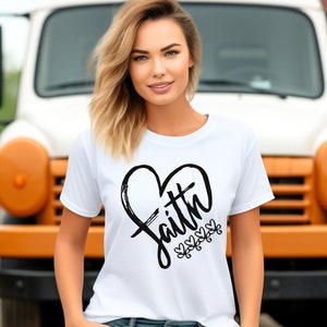 Faith Heart T-shirt, Christian Shirt for Women, Christian Gift, Christian Faith Shirt,  Gift For Her, Inspirational Christian Tee, Xmas Gift