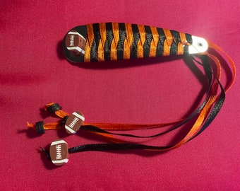 Orange & Black Satin Ribbon 80s Style Hair Clip