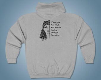 Sudadera con capucha y cremallera frontal con estampado en la espalda / Declaración de solidaridad