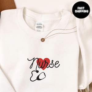 Embroidered Nurse Sweatshirt, Floral Nurse Embroidered Shirt, Gift for Grad, Comfort Colors Proud Nurse Hoodie, Nursing School Tee