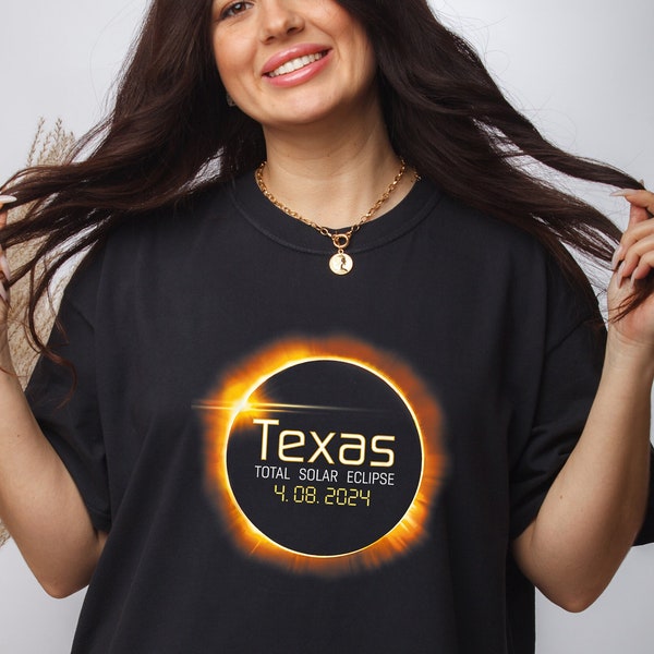 Comfort Colors Texas Solar Eclipse 2024 Shirt, State City Shirt, Sun Moon Totality 2024, 4.8.2024 Great American Eclipse States, Total Solar