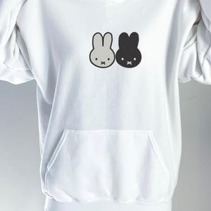 Embroidered Miffy Inspired  Sweatshirt, Miffy Light And Black Embroidered Hoodie, Twins Bunny Miffy T-Shirt, Comfort Colors® Miffy Tee