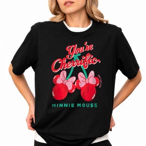 You're Cherrific Minnie Mouse Comfort Colors T-Shirt, Trending Tee, Disneyland Vacation Trip Gift 2026 walt disney world, vintage disney shirt, magic kingdom shirt, disney vacation tee, disneyland cherries, disney cherry pink, mickey minnie cherry, coquette cherry, mickey coquette, minnie coquette tee, minnie mouse shirt, disneyland minnie, disney vacay shirt