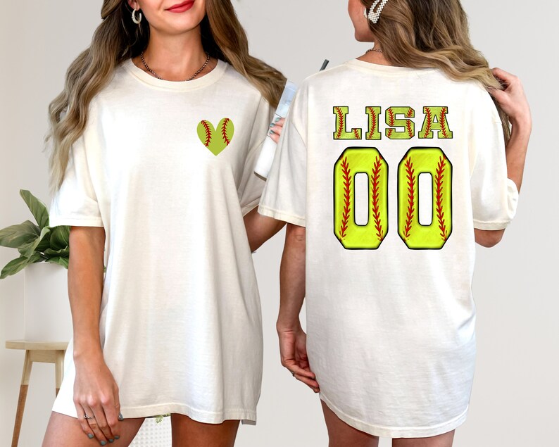Number Two Colorful Two-sided Softball Comfort Colors Shirt With Custom Number and Name ...