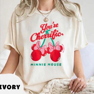 You're Cherrific Minnie Mouse Comfort Colors T-Shirt, Trending Tee, Disneyland Vacation Trip Gift 2026 walt disney world, vintage disney shirt, magic kingdom shirt, disney vacation tee, disneyland cherries, disney cherry pink, mickey minnie cherry, coquette cherry, mickey coquette, minnie coquette tee, minnie mouse shirt, disneyland minnie, disney vacay shirt