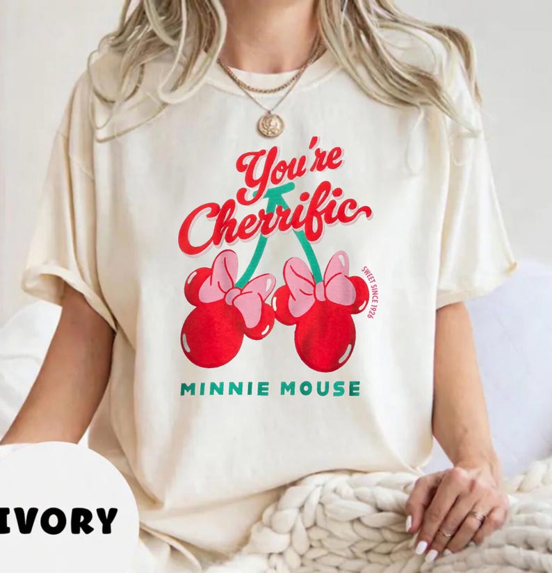 You're Cherrific Minnie Mouse Comfort Colors T-Shirt, Trending Tee, Disneyland Vacation Trip Gift 2026 walt disney world, vintage disney shirt, magic kingdom shirt, disney vacation tee, disneyland cherries, disney cherry pink, mickey minnie cherry, coquette cherry, mickey coquette, minnie coquette tee, minnie mouse shirt, disneyland minnie, disney vacay shirt