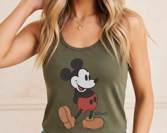 Retro Mickey Mouse Disney Racer Tank Top, Mickey Tank Top, Retro Minnie Mouse 90's Style Top, Disneyland Tank Top