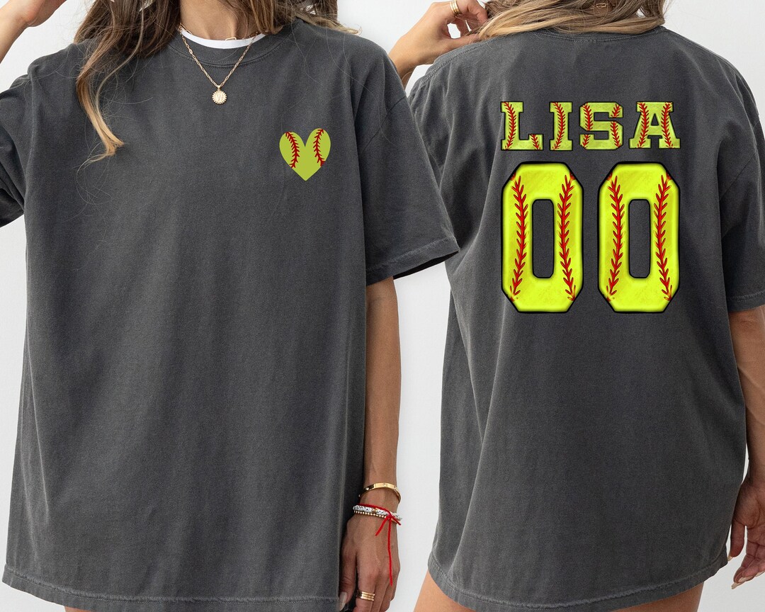 Number Two Colorful Two-sided Softball Comfort Colors Shirt With Custom Number and Name ...