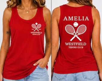 Custom Tennis Club Tank Top, Preppy Country Club Aesthetic, Personalized Tennis Tank Top, Tennis Player Gift, Womens Tennis Apparel