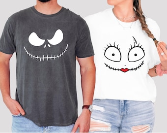 Comfort Colors Jack Skellington Sally T-shirts, Couple Halloween Costume Cosplay Party Comfort Shirt, Halloween Shirt, Halloween For Gifts