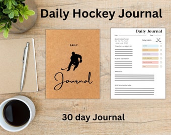 Journal de hockey numérique, Journal Canva modifiable, Journal d’établissement d’objectifs, Journal de soins personnels, Journal de remise en forme, Cadeau d’entraîneur de hockey