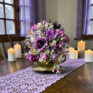Handmade cottagecore flower arrangement in vintage gravy boat, French country kitchen decor, baby shower gift, wedding shower decoration, teacher gift idea