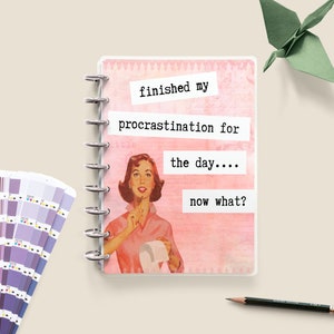 Portada de planificador divertida para mujer, vintage, feliz, de Erin Condren, personalizable, con encuadernación en disco, divertida y personalizada.