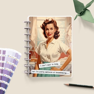 Portada de planificador divertida para mujer, vintage, feliz, de Erin Condren, personalizable, con encuadernación en disco, divertida.