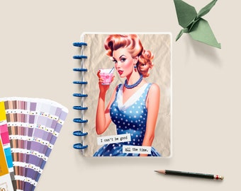 Funny Lady Planner Cover - Vintage Pinup Style, Customizable Disc Bound