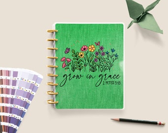 Floral Christian Planner Cover: Grow in Grace, Customizable