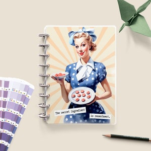 Portada de planificador divertida para mujer, vintage, feliz, de Erin Condren, personalizable, con encuadernación en disco, divertida y personalizada.