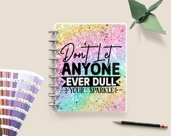 Inspirational Planner Cover, Sparkle Design, Disc Bound, Customizable