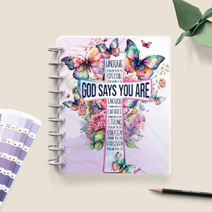 Christian Planner Cover: God Says You Are, Floral Butterfly Design